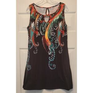 Women’s Dress Sleeveless Size Medium Multicolored Scroll Pattern